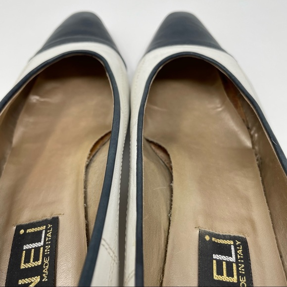 VAN ELI Vintage Navy and Ivory Pumps size 9N - Picture 5 of 12